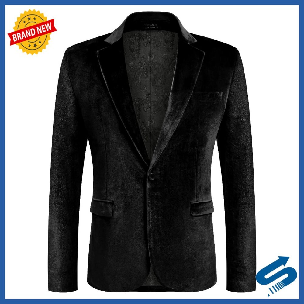 Velvet Blazer Notched Lapel Tuxedo Jacket For Wedding Prom Party